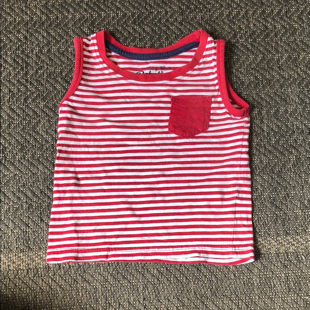 rebel Red & White Striped Tank Top with Pocket